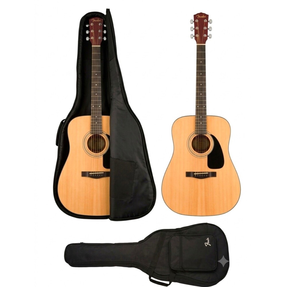 Fender DG-8 NAT Acoustic Guitar Starter Bundle w/ Gig Bag, Tuner, Spray & Picks